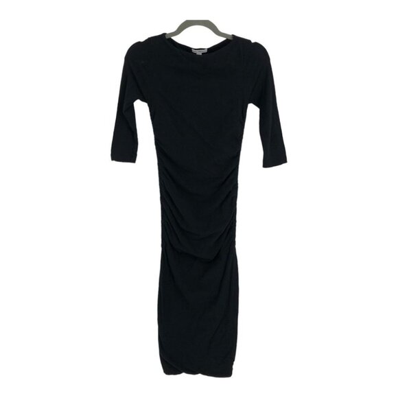 James Perse Black Ruched Midi Jersey Dress size 0/XS - Picture 2 of 16